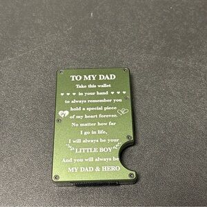 Furid Engraved Father’s Day Dark Green Metal Wallet w/Clip for Dad